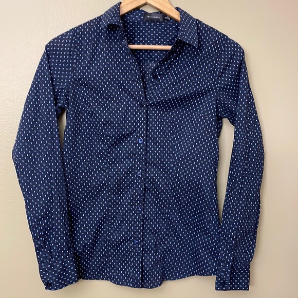 The Limited XS Navy Pattern Cotton Blouse - Picture 1 of 4